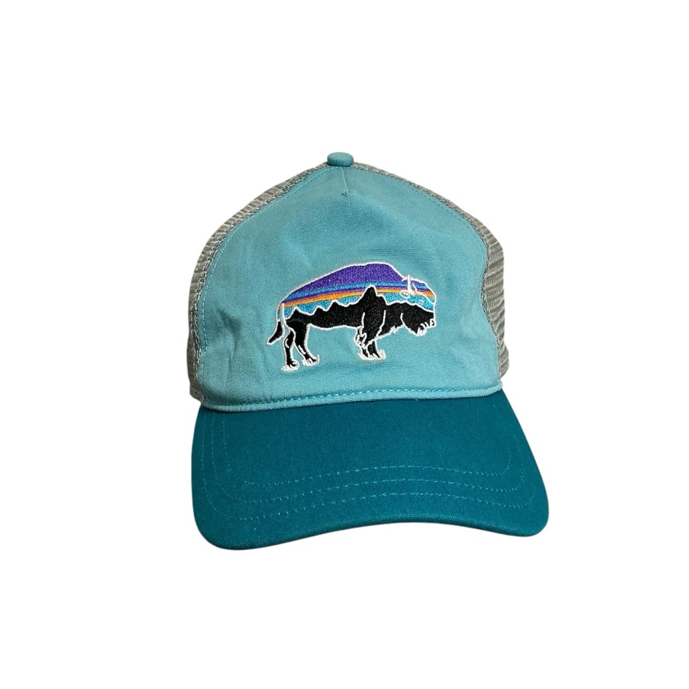 Patagonia Hat Snapback Trucker Cap Mens Blue Teal Outdoor Hiking Buffalo